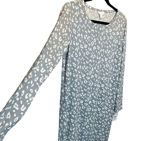 Charter Club Macy's Butter Soft Sleep Shirt Grey White Leopard XS New - Picture 2 of 6